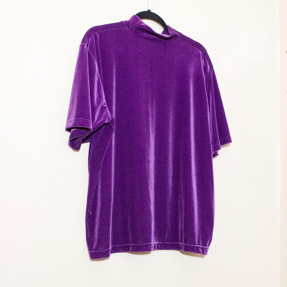 Sold. Purple Velvet Top Vintage 80s 90s short sleeve - Picture 5 of 9